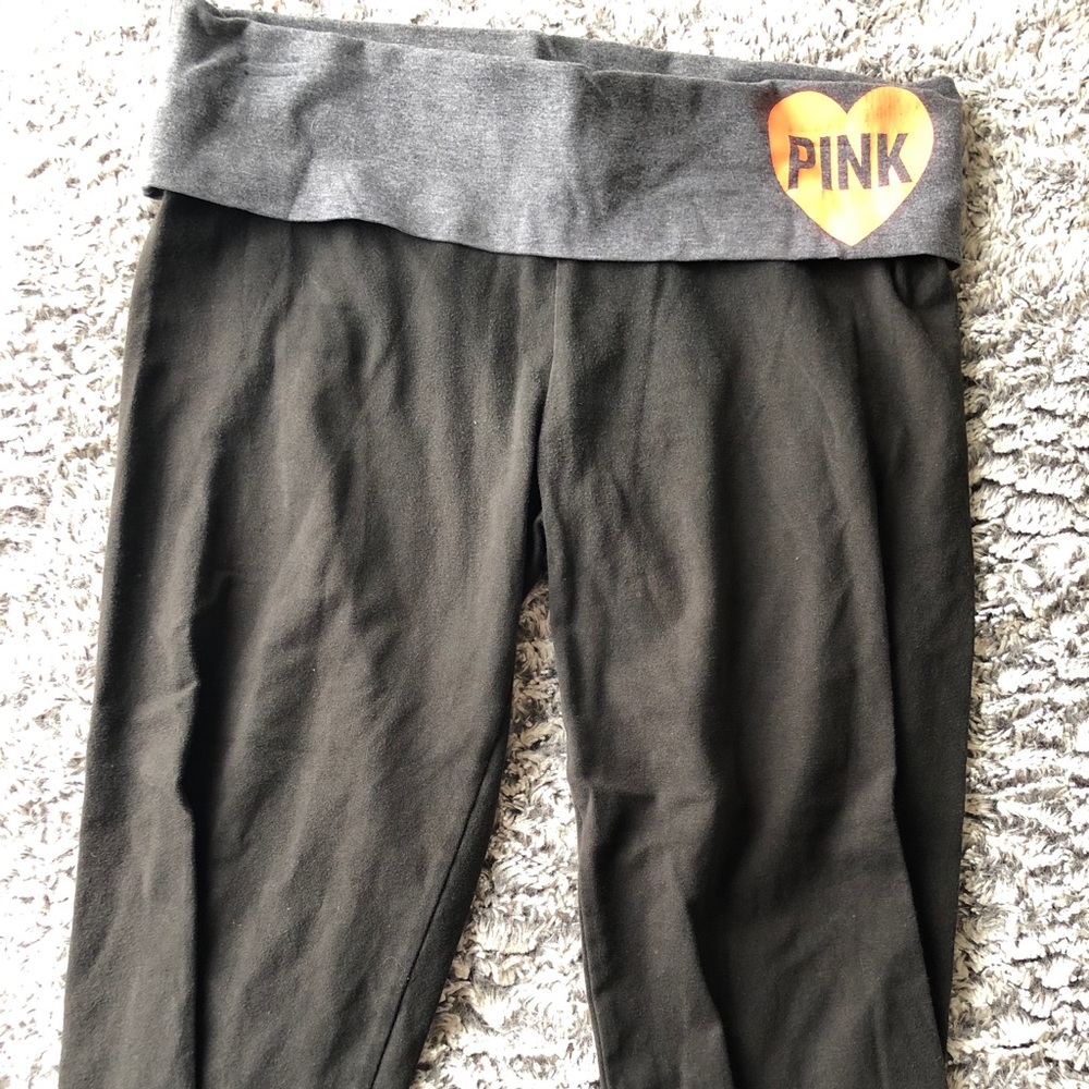 PINK Cotton Crop Folderover Leggings